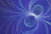 Blauer Hintergrund mit hellen gebogenen Stromlinien