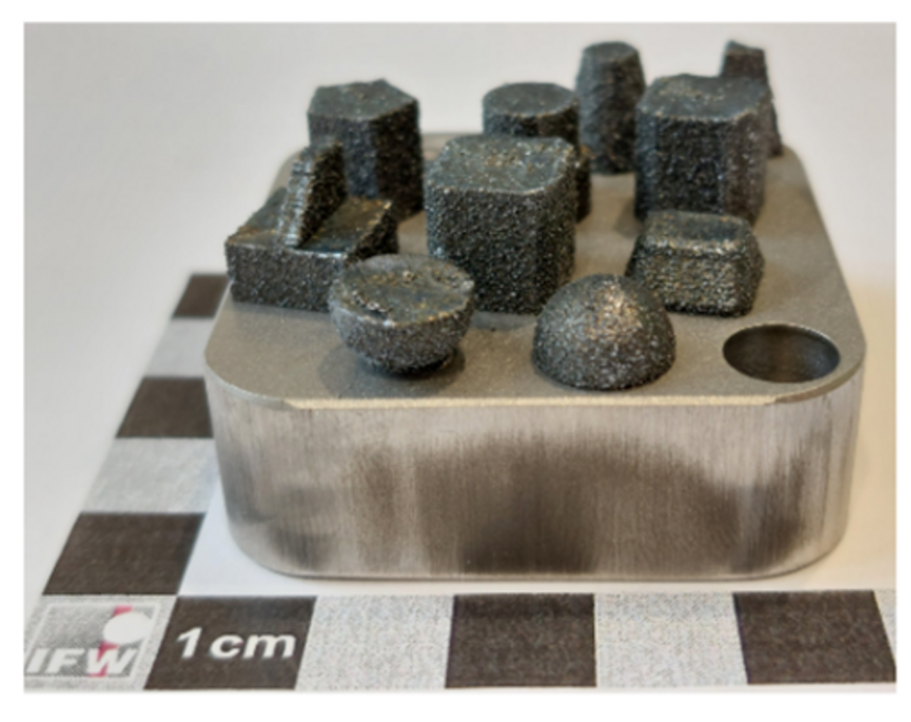 Images of manufactured components made from Si powder with variable geometries.