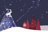 Motiv der Weihnachtskarte 2021 mit einem Steinbock auf einem Berg