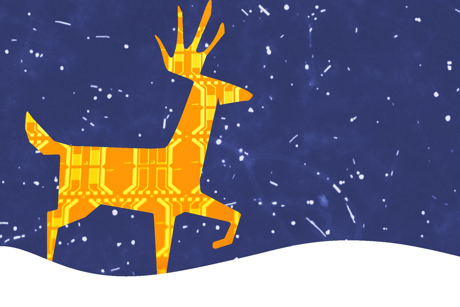 christmas card with golden reindeer 