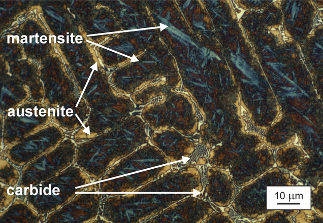 Microstructure of Fe85Cr4Mo8V2C1 (wt%) alloy